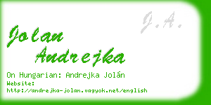 jolan andrejka business card