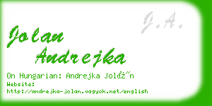 jolan andrejka business card